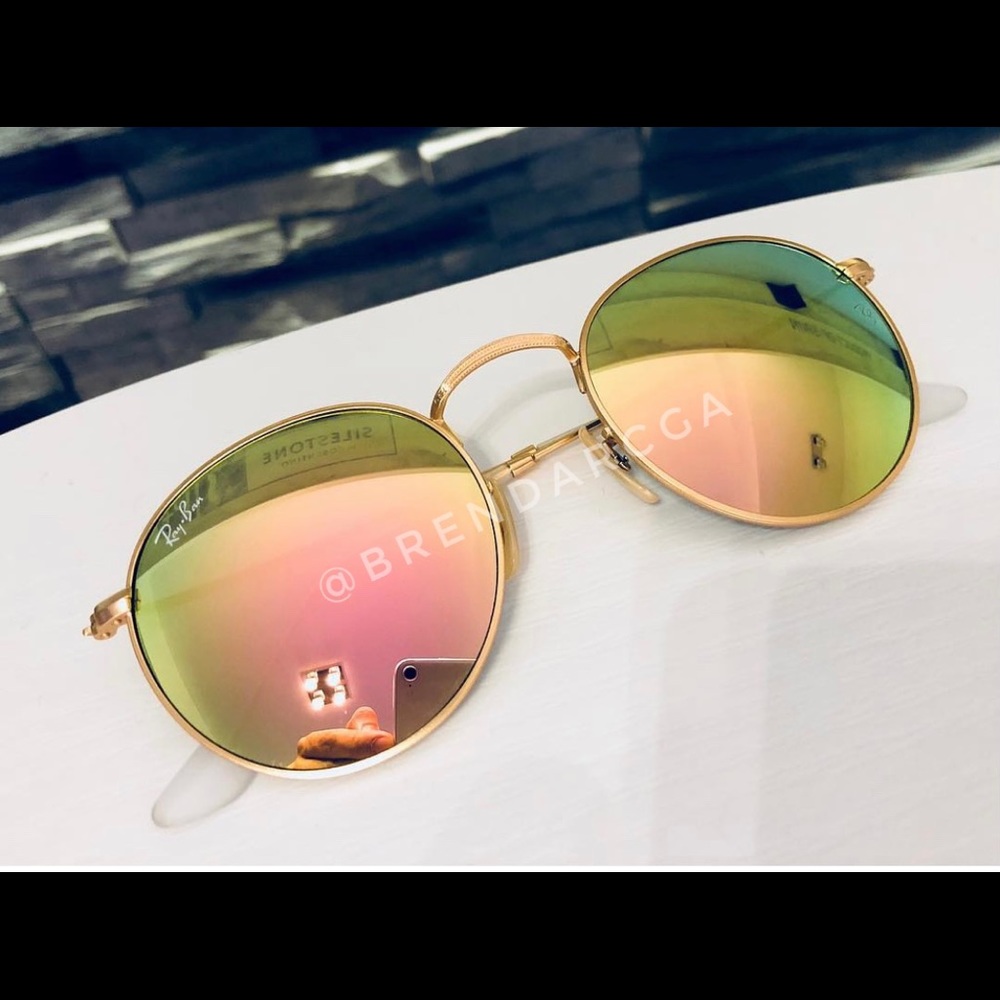 Rayban round metal pink mirror 50mm